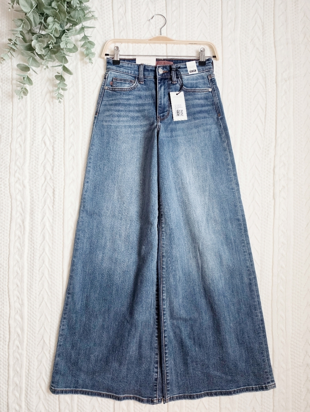 Judy Blue High Rise Medium Wash Palazzo Jeans Wide Leg Stretch Retro Various NEW - Picture 4 of 16